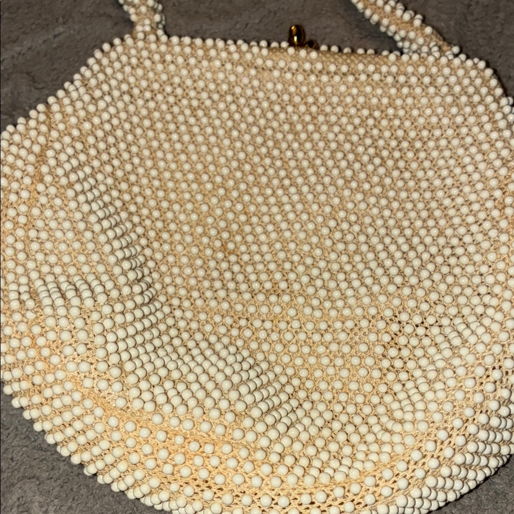 Corde’ Bead Elegant Cream Beaded Handbag - Picture 9 of 12
